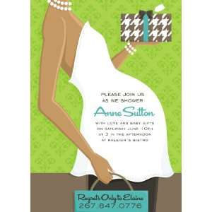  Belly Baby Shower   Green (Afr. Amer) Invitations
