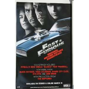  FAST & FURIOUS MOTION PICTURE SOUNDTRACK 2009 POSTER 17x11 