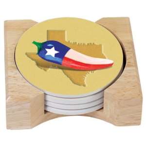 CounterArt State of Texas Chili Pepper Design Absorbent Coasters in 