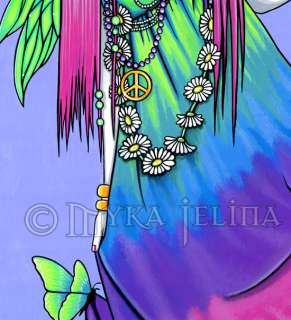 rainbow hippie butterfly flower fairy original painting chloe myka 
