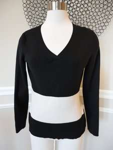 ANN TAYLOR LOFT black beige Striped GORGEOUS Sweater sz M  