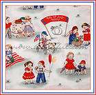 BOOAK Fabric RED *FLAG July 4 Picnic USA American Child Kid VTG OOP 
