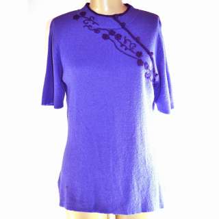 APRIL CORNELL blue purple embroidered sweater M  