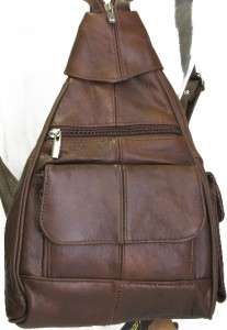 NWT Brown LEATHER BACKPACK SATCHEL Wallet Purse Sling  