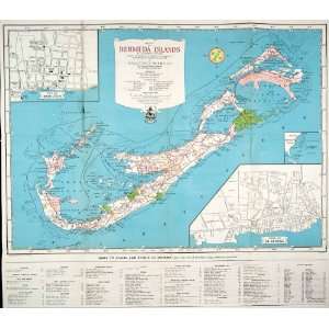  1947 Lithograph Map Hamilton Bermuda Islands Devonshire St 
