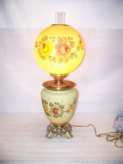 GORGEOUS BURMESE WITH ROSES GWTW TABLE PARLOR LAMP  
