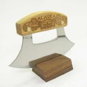  Inupiat Birch Alaska Cutlery Ulu Knife Totem Design Made 