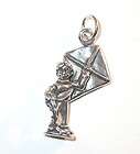 STERLING SILVER CHARM Children Play time BOY FLYING A KITE