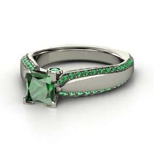  Aurora Ring, Princess Emerald Platinum Ring: Jewelry