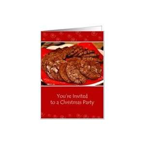  Christmas Party Invitation, chocolate cookies on a plate 