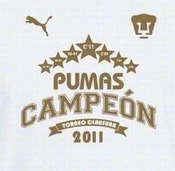   100% Original Puma UNAM Pumas 2011 Mexico Apertura Champions Fan Shirt