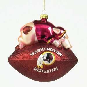  Washington Redskins Nfl Glass Mascot Football Ornament (6 
