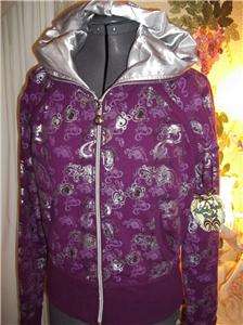 APPLE BOTTOM JEANS HOT SIZE L BLING HOODIE JACKET SATIN LINED 
