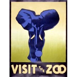 VISIT THE ZOO ELEPHANT UNITED STATES AMERICAN US USA VINTAGE POSTER 