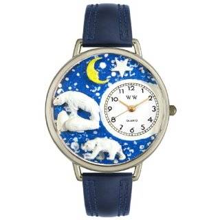 Whimsical Watches Unisex U0150002 Polar Bear Navy Blue Leather Watch 