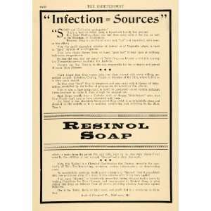 1910 Ad Resinol Soap Hygiene Infection Mother Disease   Original Print 