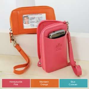 Exclusive Gifts and Favors Mandarin Orange Leather Zip Phone Wristlet 