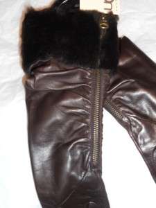 UGG® Australia Shearling,18Fur Cuff Brown Leather Gloves  