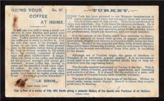 1893 turkey ariosa arbuckle coffee victorian trade card  