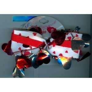   PPVAL144J White ribbon bow with foil hearts hair clip: Everything Else
