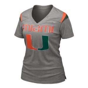Miami Hurricanes Womens Nike Charcoal 2011 Football Replica T Shirt