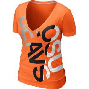   Orange Heather Nike Tri Blend Deep V neck T Shirt