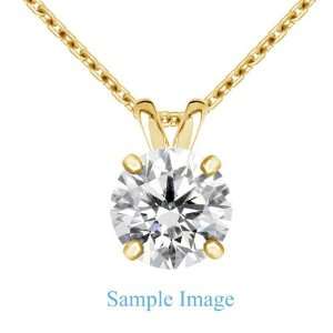  18K Yellow Gold Round Diamond Solitaire Pendant Jewelry