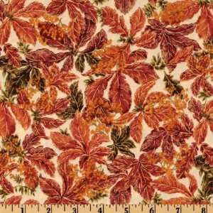   Cornucopia Fall Leaves Ivory Fabric By The Yard Arts, Crafts & Sewing