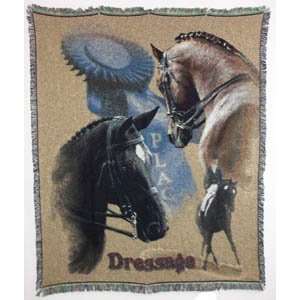  Horse Dressage Horse Show Cotton Throw Blanket