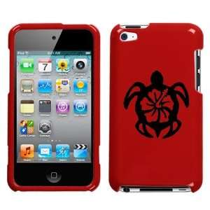 APPLE IPOD TOUCH ITOUCH 4 4TH BLACK TURTLE ON A RED HARD CASE COVER