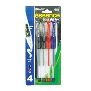 Bazic Essence Gel Pen with Grip, Assorted Colors, 4 per Pack (Case of 
