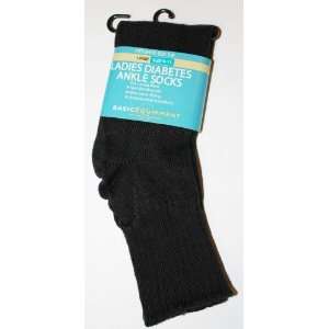 Ladies Diabetic Ankle Cuff Socks, Black, Non Binding, Non Constricting 