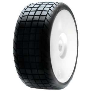  1/8 DLM2 Tires, Mounted with White Wheel (2): Toys & Games
