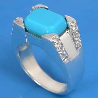 12.52 gm Sterling Silver Turquoise Ring (ILR 3507 T)  