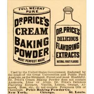  1889 Ad Dr. Price Cream Baking Powder Flavored Extracts 