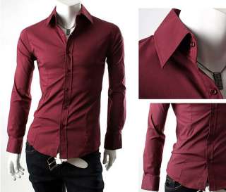 New Mens Slim Luxury Stylish Strip Dress Shirts 4 colors 3 sizes 