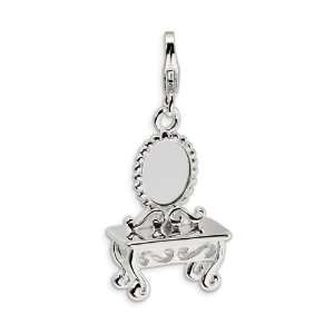    Sterling Silver 3D Vanity Table Mirror Fashion Charm: Jewelry