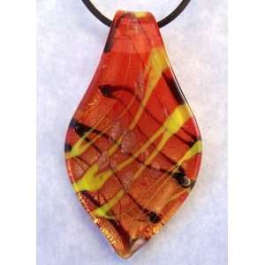  Murano Art Glass Pendant Lampwork Necklace, Leaf, Y45 