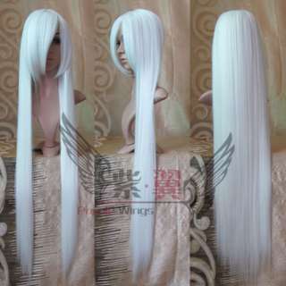 T3*108A ation Art New Long White Cosplay Straight Wig wigs 100cm 