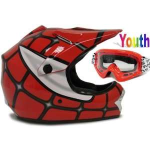 Youth Red Spider Net Dirt Bike Atv Motocross Off road Helmet Mx W 