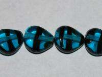 CZECH GLASS BLUE TORTOISE SHELL CHUNKY TRIANGLE BEADS 12MM X 11MM 10 