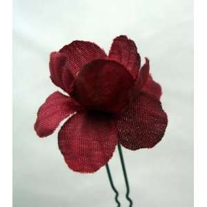  3/4 in. Burgundy Flower Hair Pins  Set of 6: Beauty