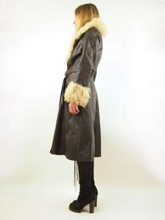  fur trench coat. Oversized collar and cuffs. Deep v neckline. High 