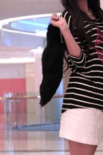 Fashion BLACK/ATROUS authentic fox tail Handbag Accessories/keychain 