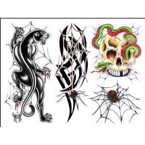  Jaguar, Spider & SKull Temporaray Tattoo Toys & Games