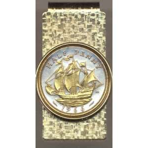   Toned Gold on Silver British Sailing ship, Coin   Money clips: Beauty