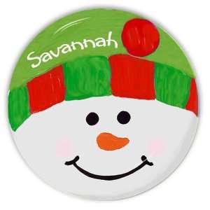   Red and Green Snow Face Personalized Melamine Plate: Kitchen & Dining
