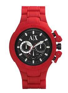   ARMANI EXCHANGE AX1189 RED SILICONE BRACELET CHRONOGRAPH MENS WATCH