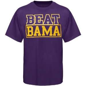  NCAA LSU Tigers Beat Bama Rivalry T Shirt   Purple: Sports 