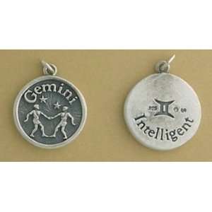   Sterling Silver Charm, Gemini Zodiac, 13/16 inch, 4.3 grams Jewelry